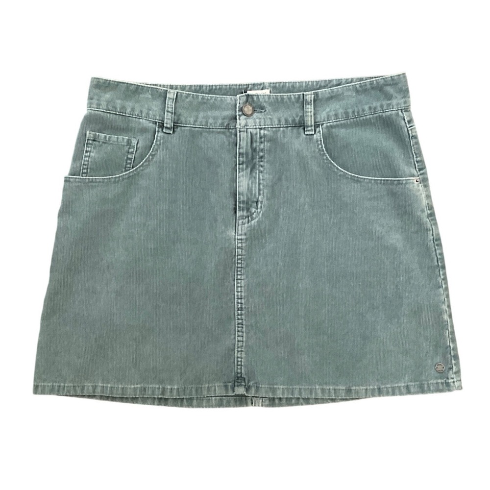Roxy Corduroy Mini Skirt Sage Green Cotton A-Line Surf Casual Women Size XL